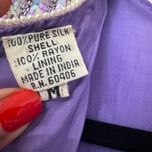 Vintage Judith Ann Creations 💯 Silk Blouse Embellished with Sequins and Beads - Picture 12 of 13